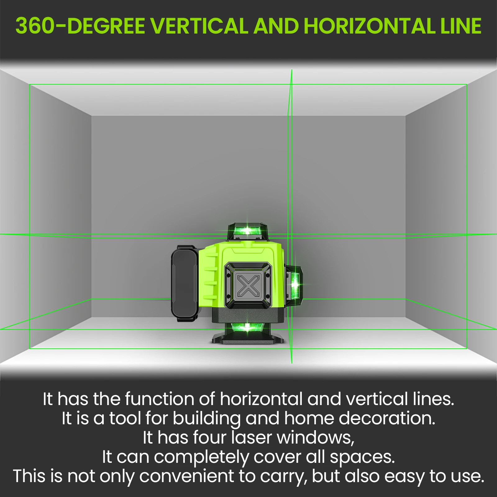 16 Linien 4D Laser-Nivelliergerät 360 ° Selbstnivellierender Horizontaler und Vertikaler Kreuz-Super-Power-Grüner Laserstrahl mit Stativ – Detail 3