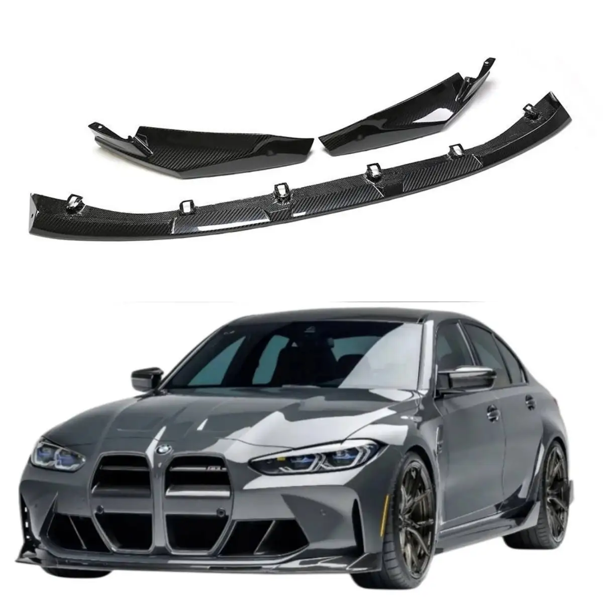 

Dry Carbon Fiber Front Bumper Lip for BMW M3 G80 G82 G83 M4 Car Side Splitter Automotive Body Kits MP Style 3 PCS