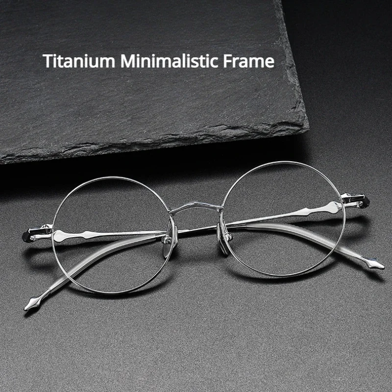 Titanium Eyeglasses Frame Minimalistic Small Round Frame Ultra-Light for Myopia Lenses Anti-Blue Light Glasses Frames