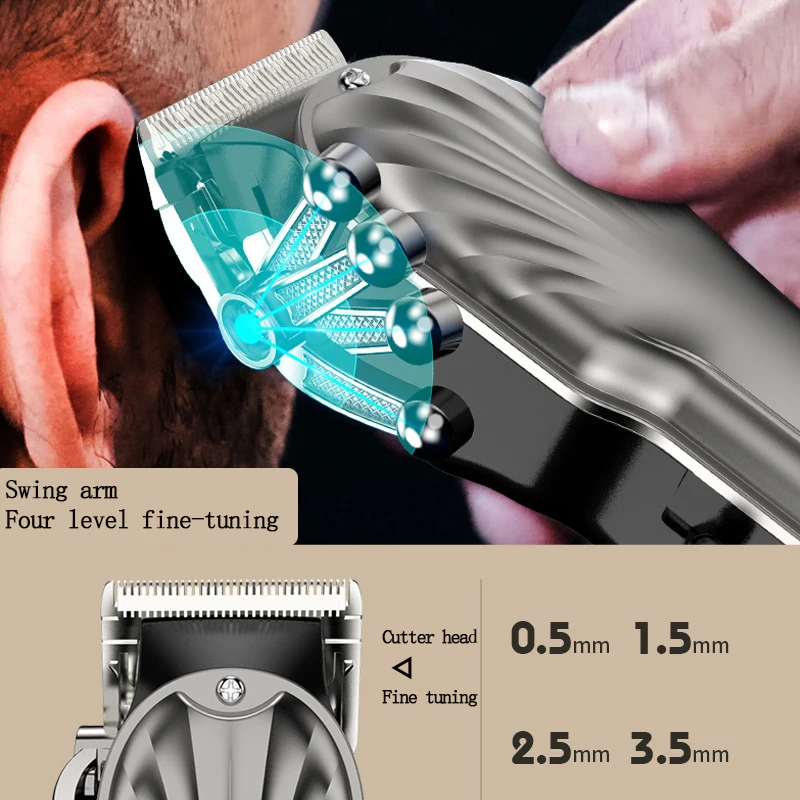 プロのメンズヘアトリマー彫刻ヘアトリマー充電式トラベルクリッパーコードレス金属クリッパー LED 表示画面