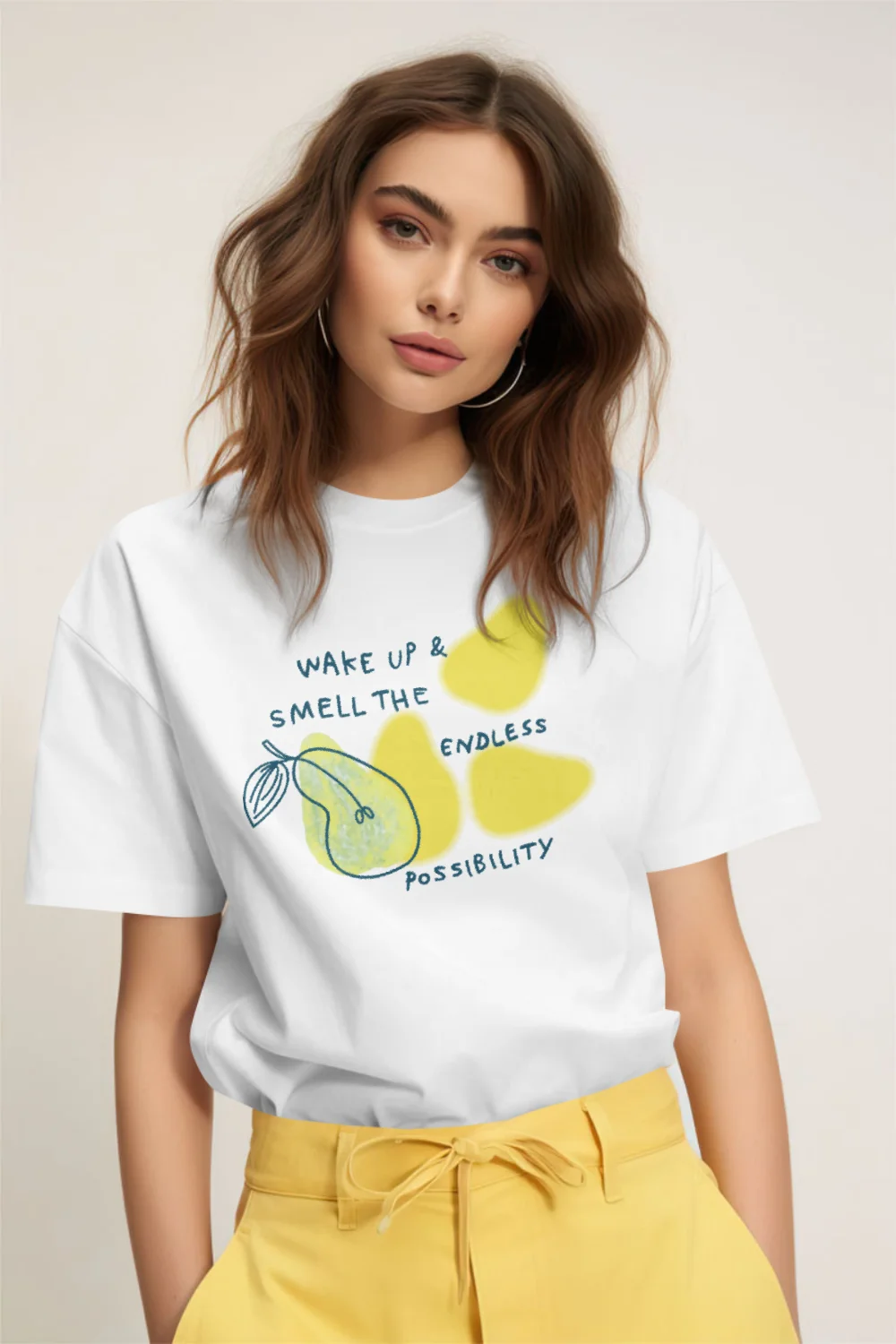 Wake Up Style Vintage Lemon Print T-Shirts Women Summer Casual Loose Short Sleeve Tees Hipster Cute Aesthetic Astrology Tops
