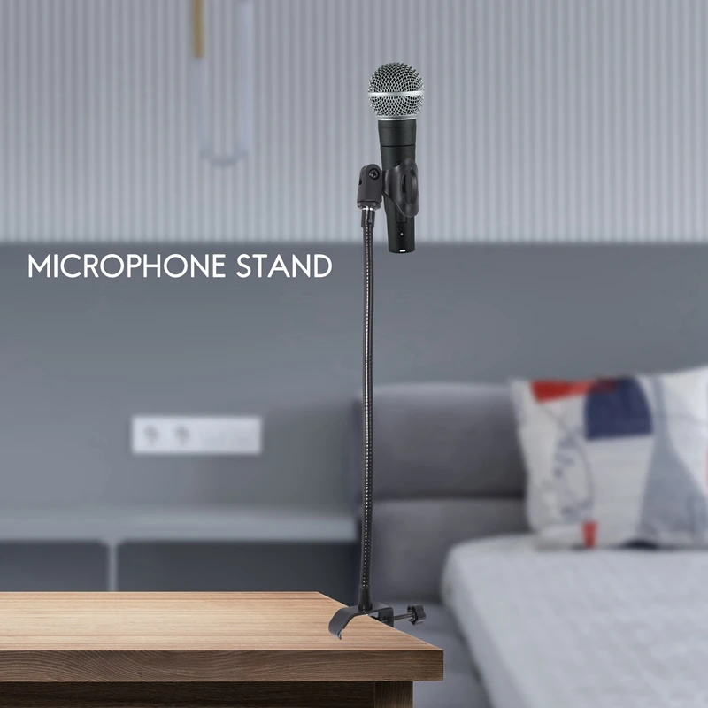 Flexible Gooseneck Microphone Stand With Desk Clamp For Radio Broadcasting Studio, Live Broadcast Equipment, Stations