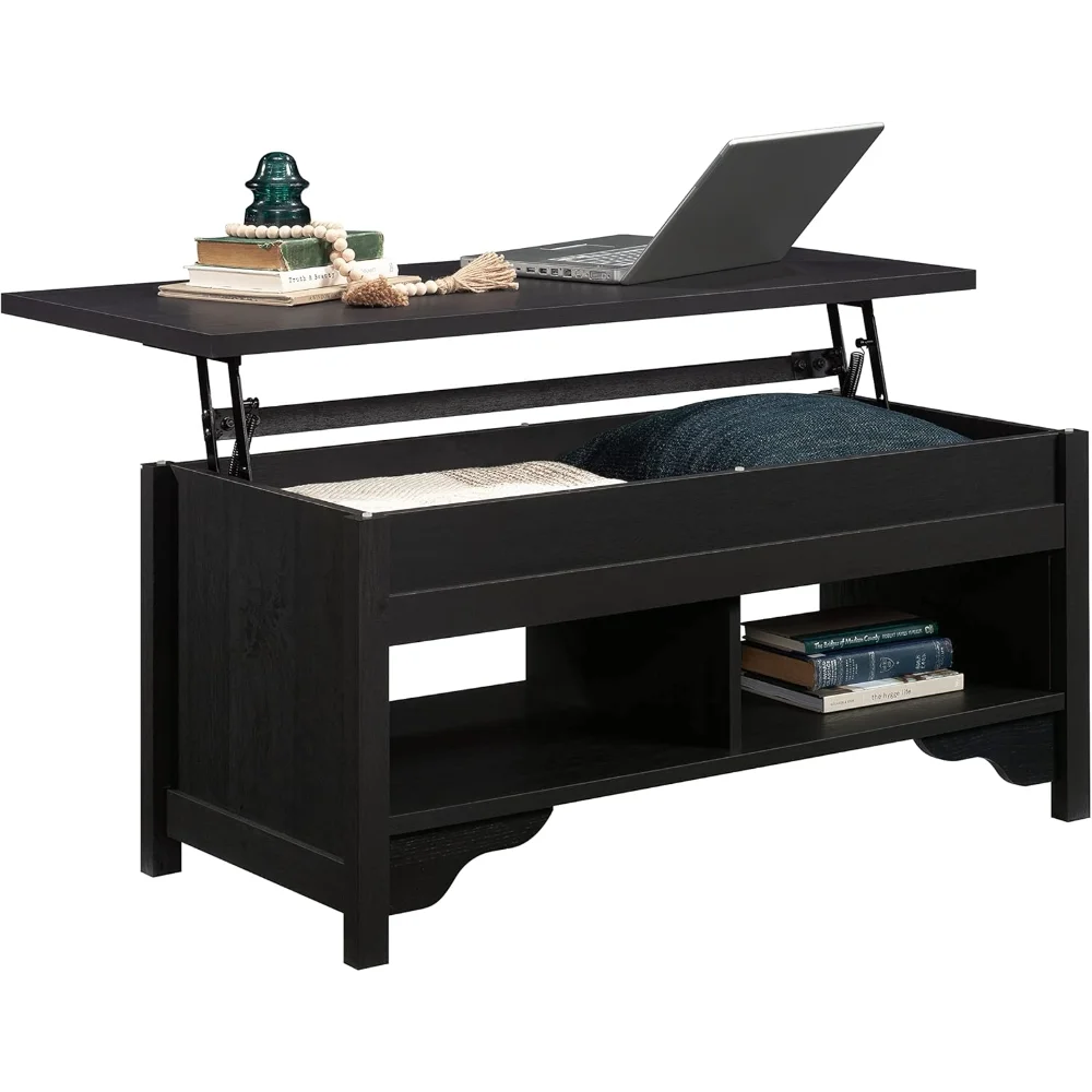 Sauder Dawson Trail Lift-Top Coffee Table with Open Shelf, Raven Oak Finish