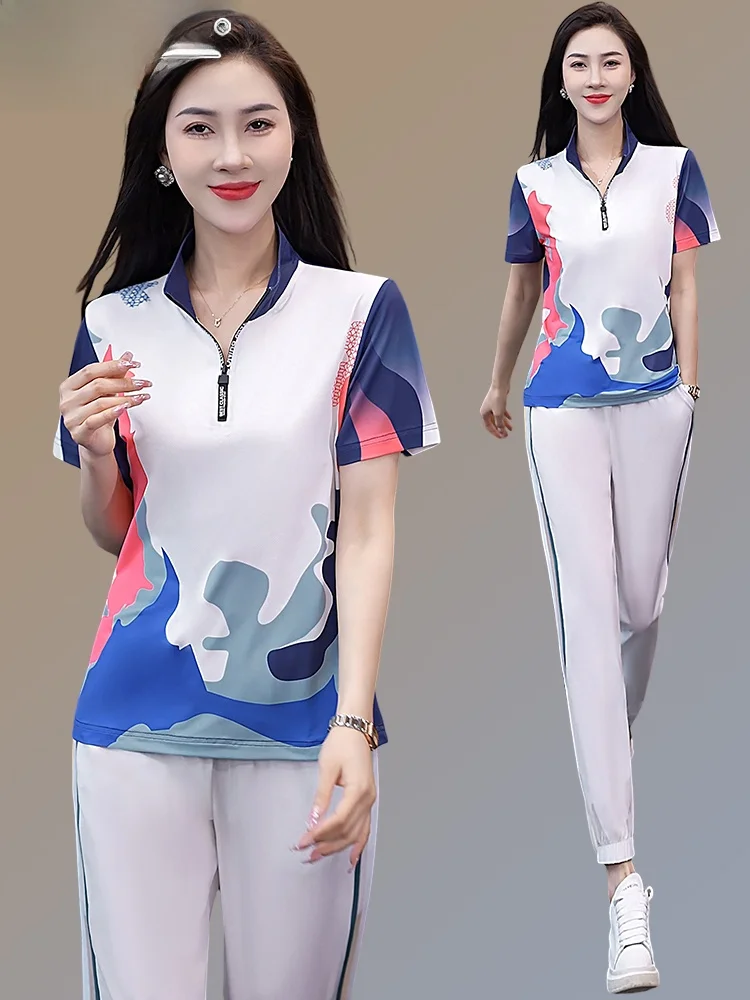 

TUCANO 2024 Summer New Ice Silk ort Sve Running Sportswear Set Women's Casual Lightweight Two-Piece Qui Dry Sport Suit