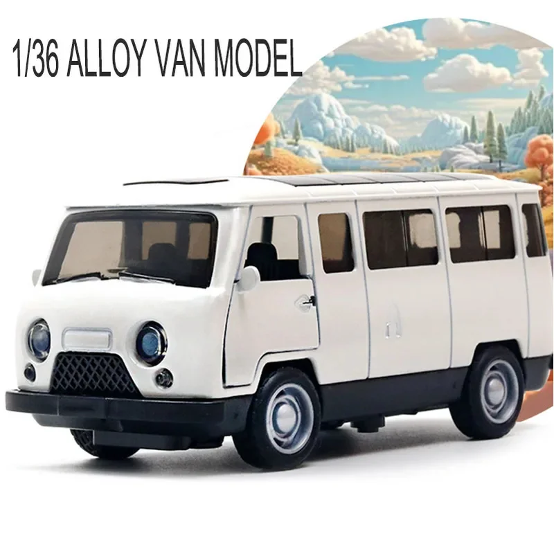 Die Cast Alloy Vintage Van Off-road Car Model Pull Back Miniature Vehicle Toys For Children Collection Gifts