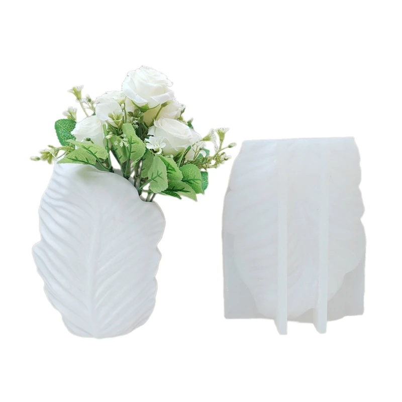 

Realistic Leaf Pattern Flowerpot Molds Cements Mould Silicone Material for Vase D5QB