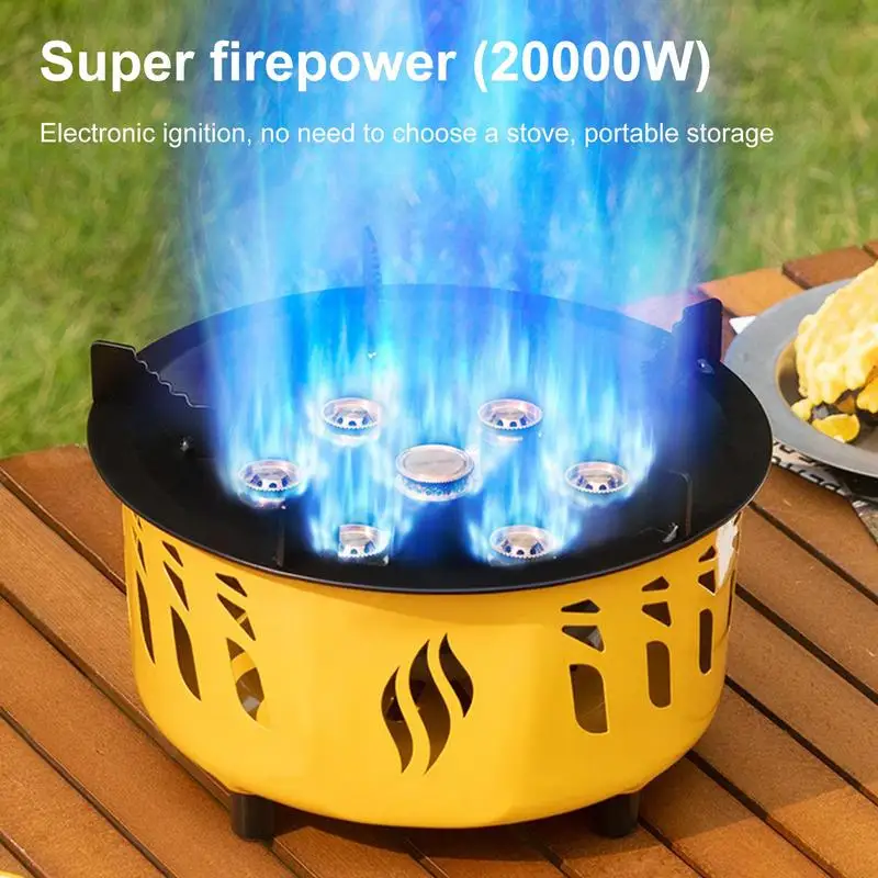 

Extra Large Power Gas Stove Camping Picnic Hikes Gadget 7 core Fierce Fire Portable Oven Outdoor Cooking Wind Protection Heater