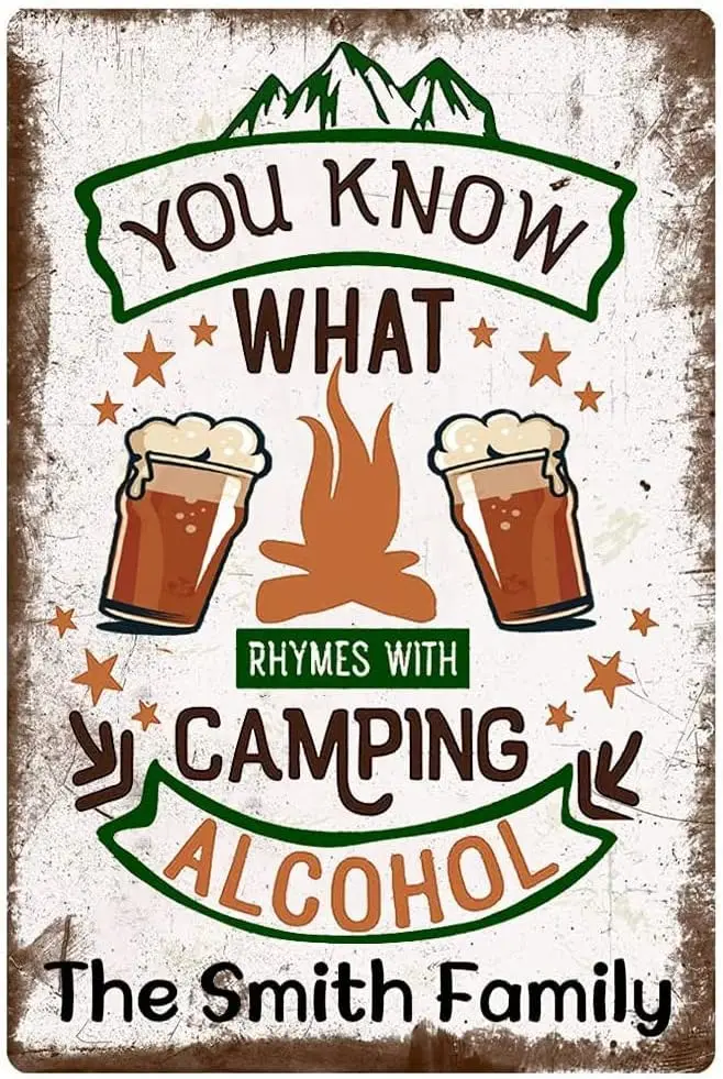Personalized Camping Signs You Know What Rhymes with Camping Alcohol Sign Rv Decor for Campers Home Decoration Camping Hous sign