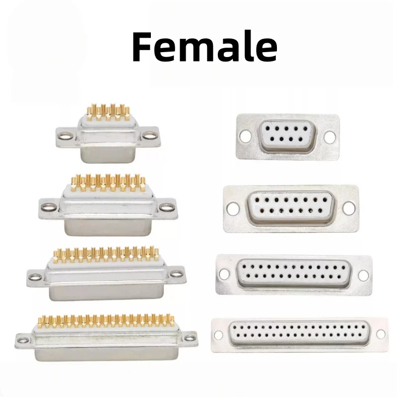 5Pcs/Lot Db9 Db15 Db25 Db37 D-Sub/Vga Connector Female / Male Soldered Wire Type Copper Gold-Plated Pins 9P 15P 25P 37P