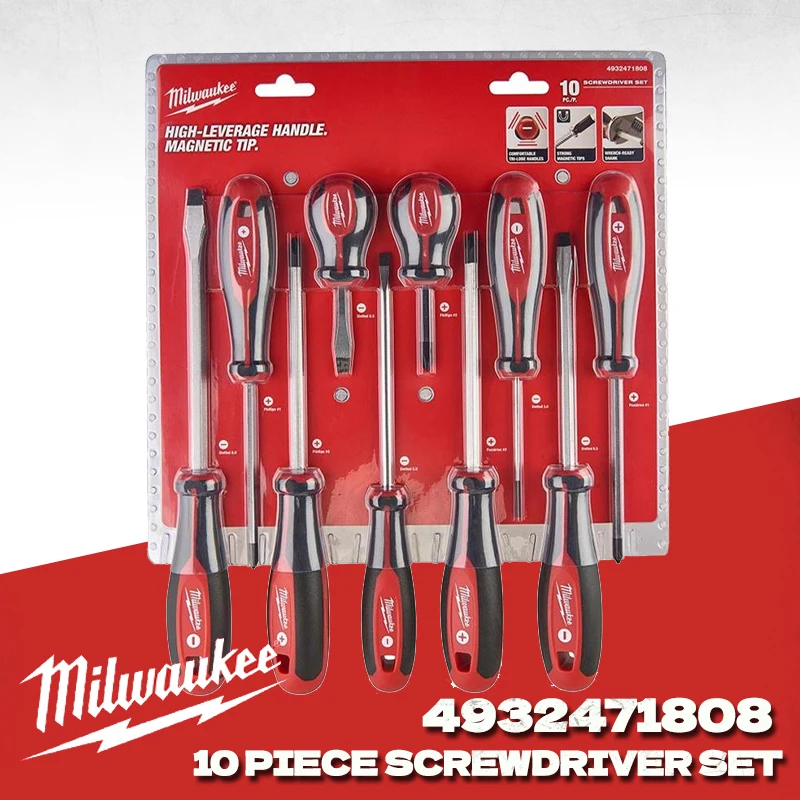 MILWAUKEE 4932471808 10 PCS Tri-Lobe Screwdriver Set Multi-purpose Phillips/Slotted Screwdriver Milwaukee Hand Tools