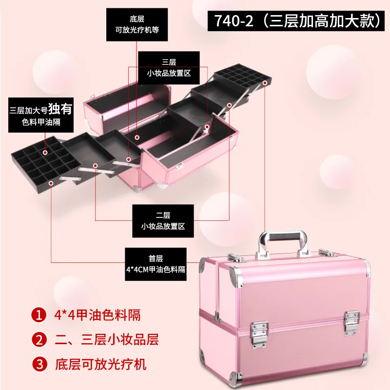 Follow the Makeup Artist Makeup Box Embroidery Beauty Nail Large Capacity Portable Portable Beauty Box