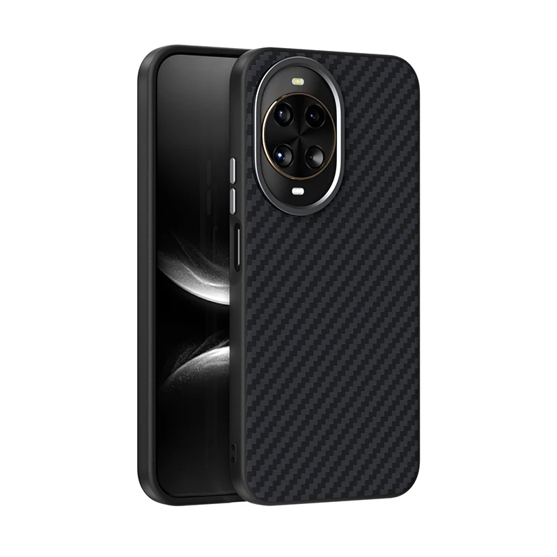 

For Huawei Nova 14 Case Slim Shockproof Magsafe Magnetic Wireless Charger Carbon Fiber Case Cover Metal Lens Anti-slip Grip
