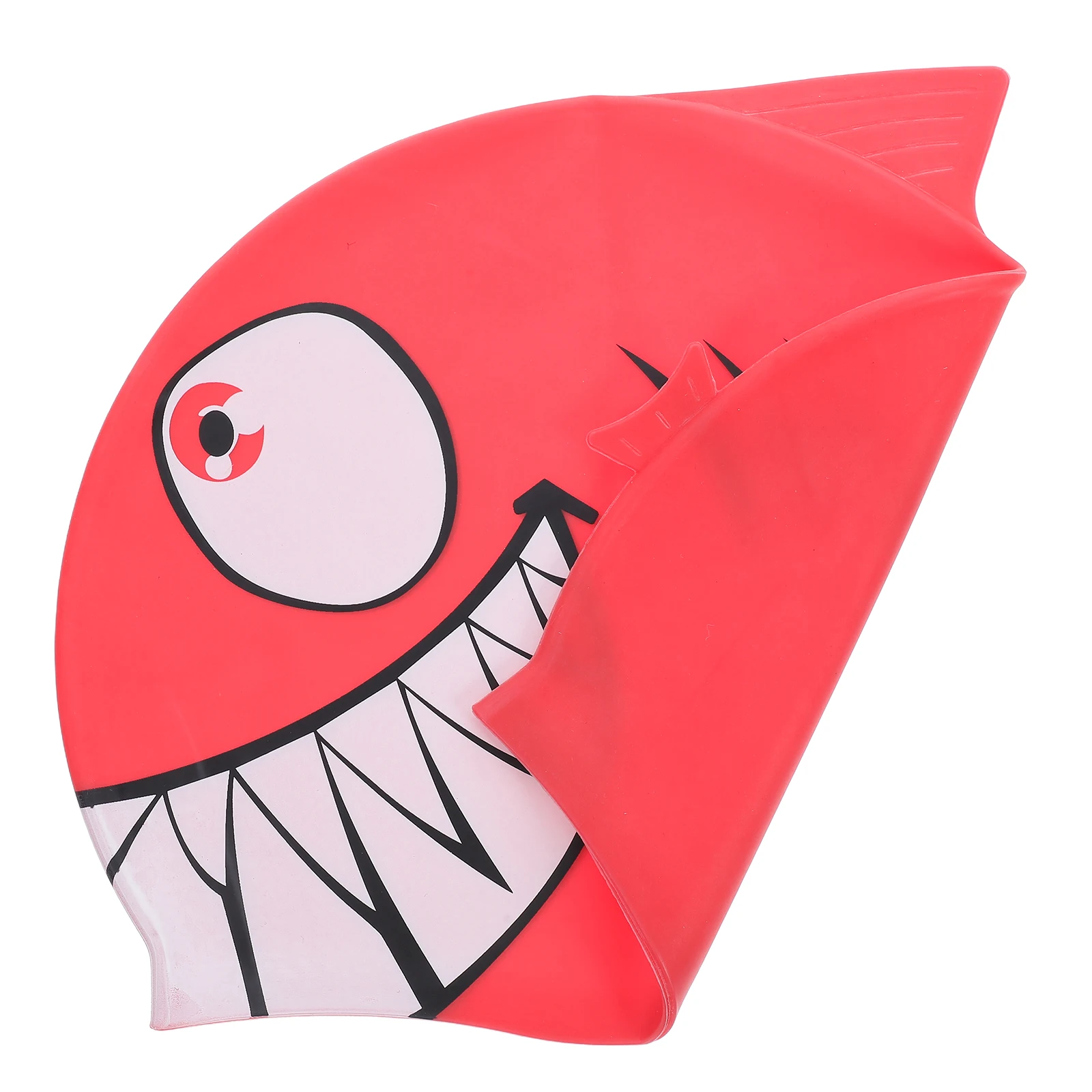 

Kids Swimming Cap Silicone Cartoon Fish Shaped Red Swim Hat Protect Hair Chlorine Damage Lightweight Flexible Elastic Design