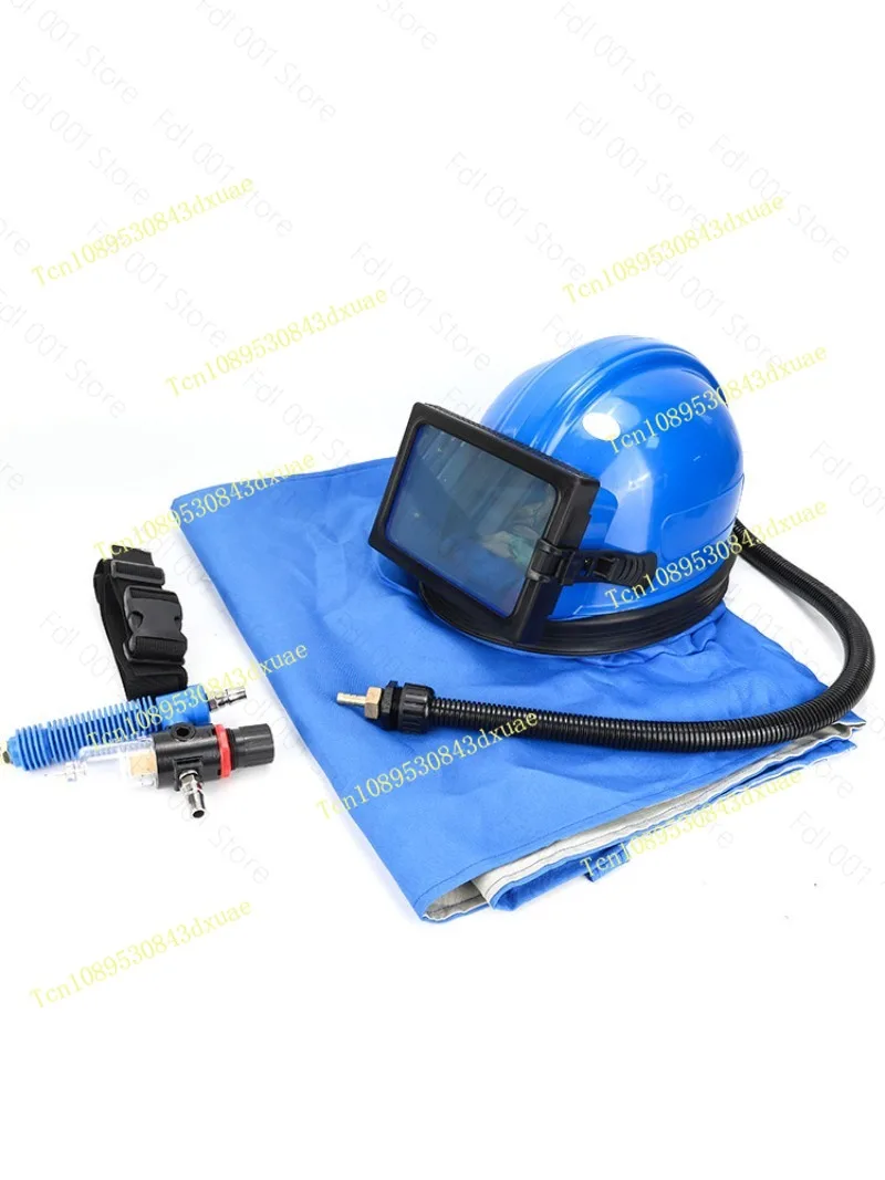 Air Conditioning Oxygen Supply Sandblasting Helmet Flat Glass Lens Sandblasting Cap One-piece Two-piece Sandblasting