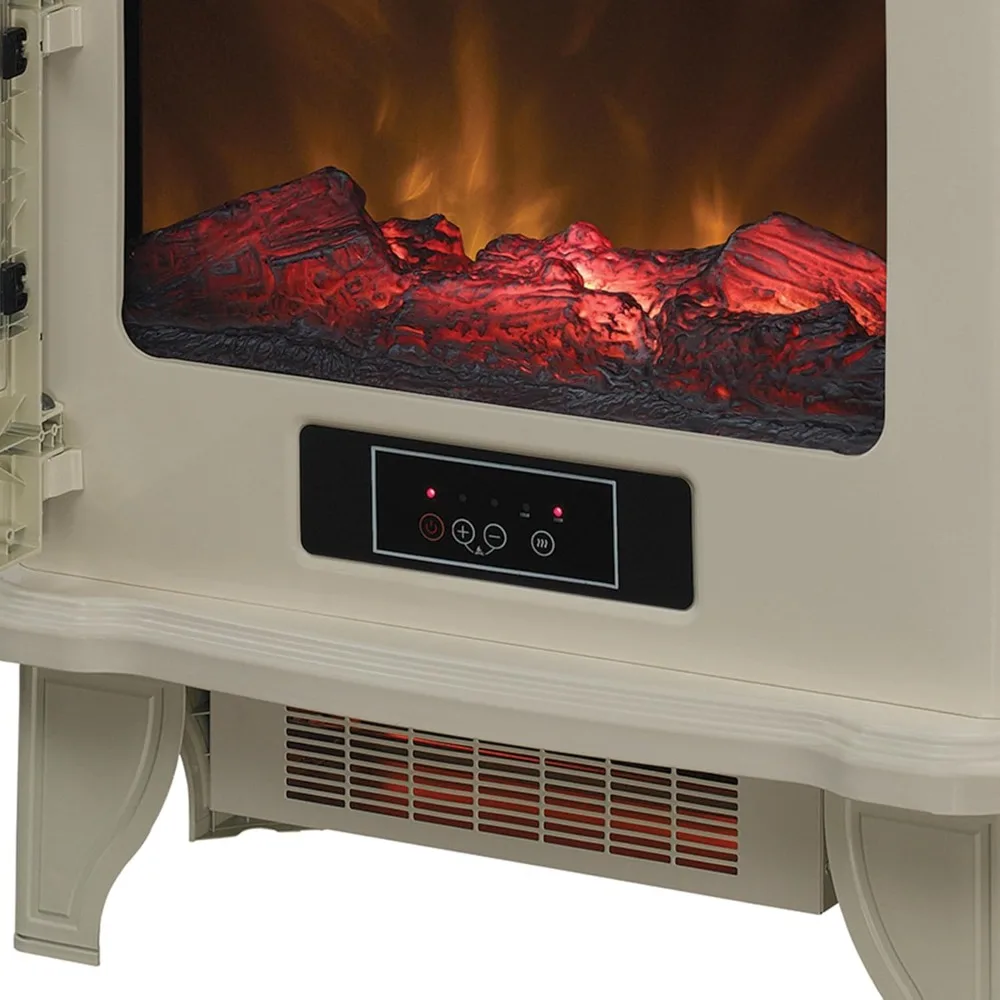 Electric Fireplace Stove 1500 Watt Infrared Heater with Flickering Flame Effects - Cream  electric fireplace  fireplaces