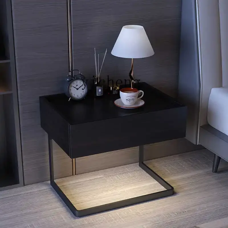 C3  Modern Minimalist Solid Wood Bedside Table Bedroom Suspended Bedside Table Induction Storage Bedside Cabinet