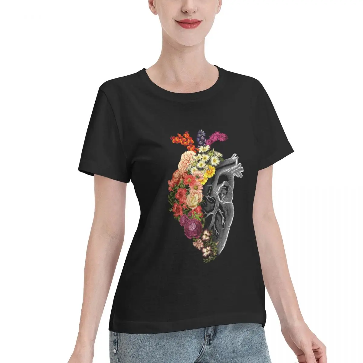 Wardrobe Essential Flower Heart Spring By Tobe Fonseca Oversized Women's T-shirt Date Outfit Travel Wear Top