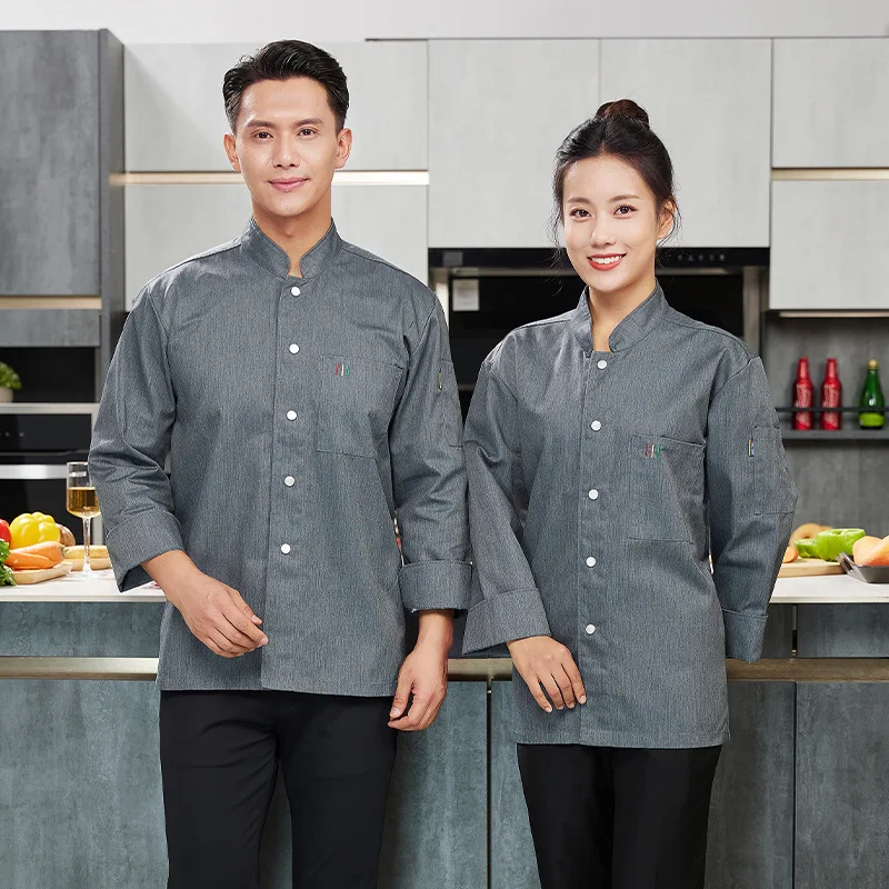 Cafeteria Restaurant Rear Kitchen Chef Overalls Langarm Herbst und Winter Hotel Dining Chef Uniform Verdickt Fleece-gefüttert