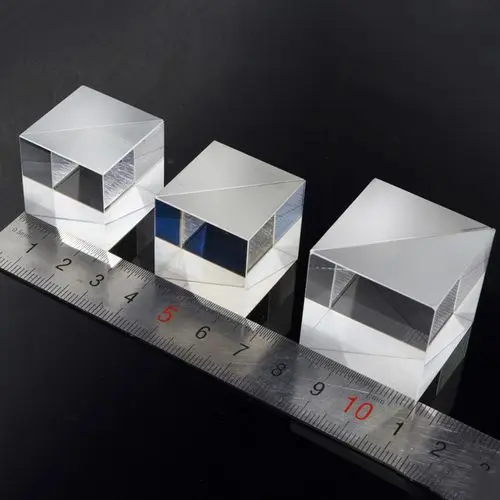 10PCS Optical Glass Splitter Prism Semi-Reflective Semi-Transparent Cubic Prism Plus Antireflective Film 20X20X20mm