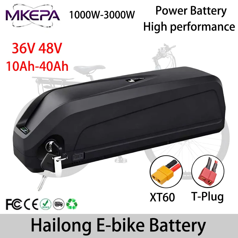 36V 48V Motor Electric Mountain Bike Hailong E-bike Battery 10Ah-40Ah,for Bafang BBS02 BBS03 BBSHD 250W-3000W E-bike,With BMS