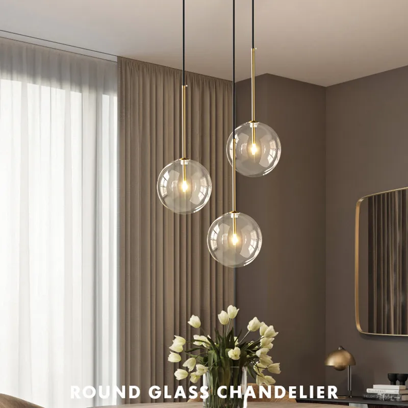 Clear Glass Globe G4 Led Pendant Lights Dining Room Led Suspend Lamp Metal Led Pendant Chandelier Led Hanging Lamp Led DropLight