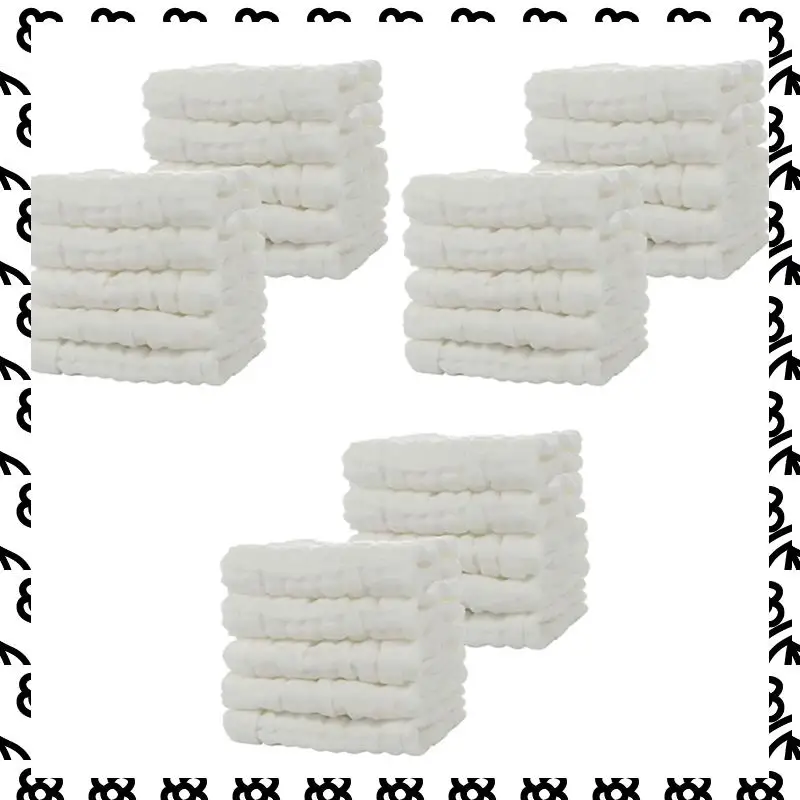 A07I Baby Muslin Bath Towels, 30 Pack Of Reusable Soft Absorbent Cotton Baby Face Towel, For Baby's Delicate Skin White