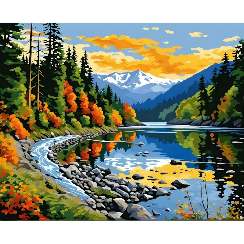 Trees and rivers painting by numbers Trees and rivers painting by numbers