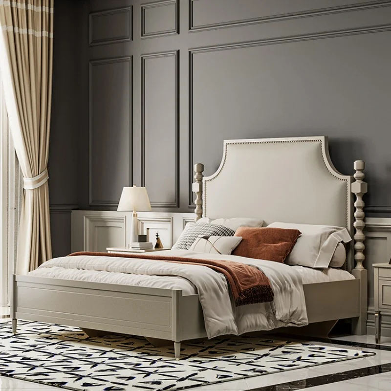 American Wood Pretty Double Bed House Modern Princess Queen Size Queen Bed Loft Villa Camas De Dormitorio Bedroom Set Furniture