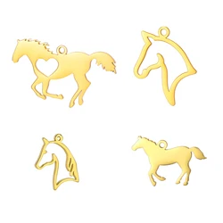 EUEAVAN 1pc Lucky Horse Stainless Steel Pendant Horse Head Animal Charms Necklace Earrings Jewelry Making Supplies DIY Gifts