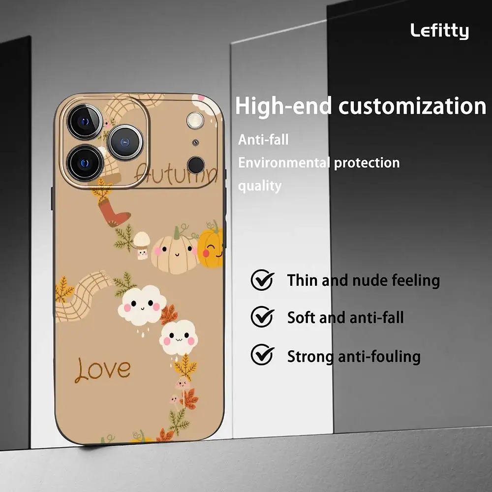 الخريف يترك اليقطين قضية الهاتف آيفون 17 16 15 14 13 برو ماكس زائد البسيطة متجمد لينة حالة فوندا للصدمات #2