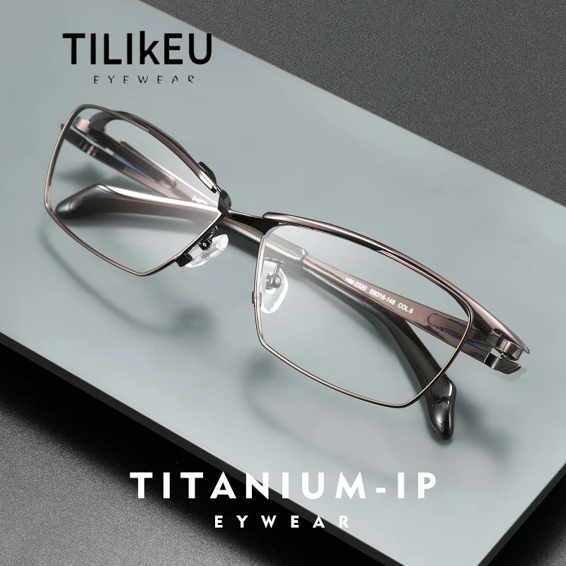 Japanese Brand Pure Titanium Luxury Future Technology Suspension Designer Good-look Men Glasses Frame Large Face Rim Eyeglasses