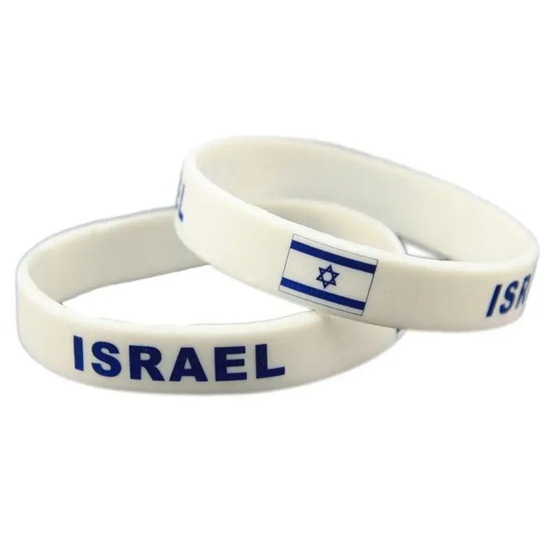 2pcs Israel Flag Bracelet Country Flags Silicone Wristband Men Women Elastic Rubber Band Sport Wrist Strap Fashion Accessories