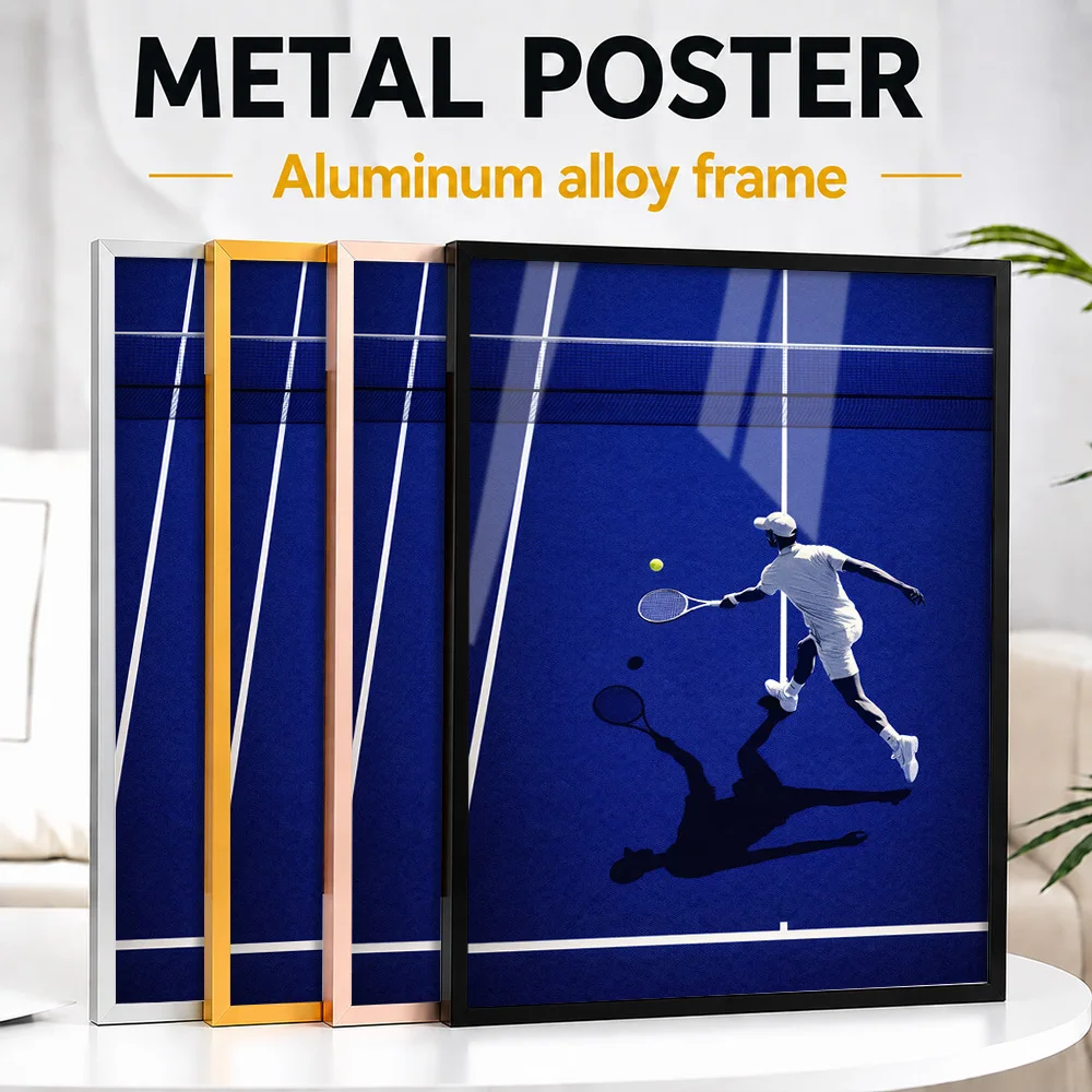 Tennis Player Framed Metal Print Customized Photo Dynamic Grand Slam Style Wall Art For Living Room Thoughtful Supporter Gift
