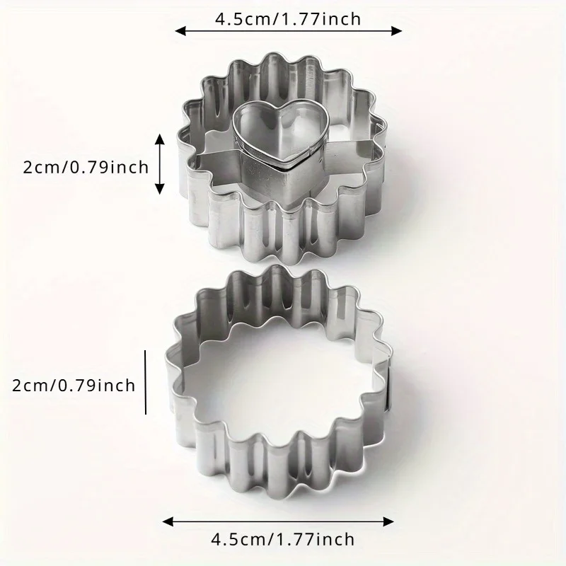 2pcs, Stainless Steel Cookie Cutters, Flower Heart Shape Candy Mold, Biscuit Molds, Cake Decorating Molds, Baking Tools