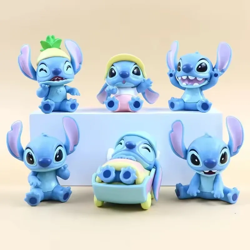 

New Stitch Figure Blind Box Kawaii Stich Anime Cartoon Car Cake Room Decoration Model Doll Girl Birthday Gift