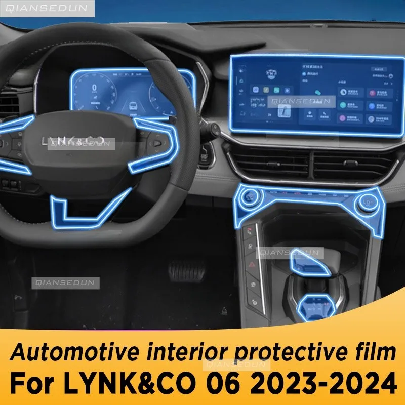 For LYNK&CO 06 2023 2024 LYNK CO Gearbox Panel Navigation Automotive Interior Screen TPU Protective Film Cover Anti-Scratch