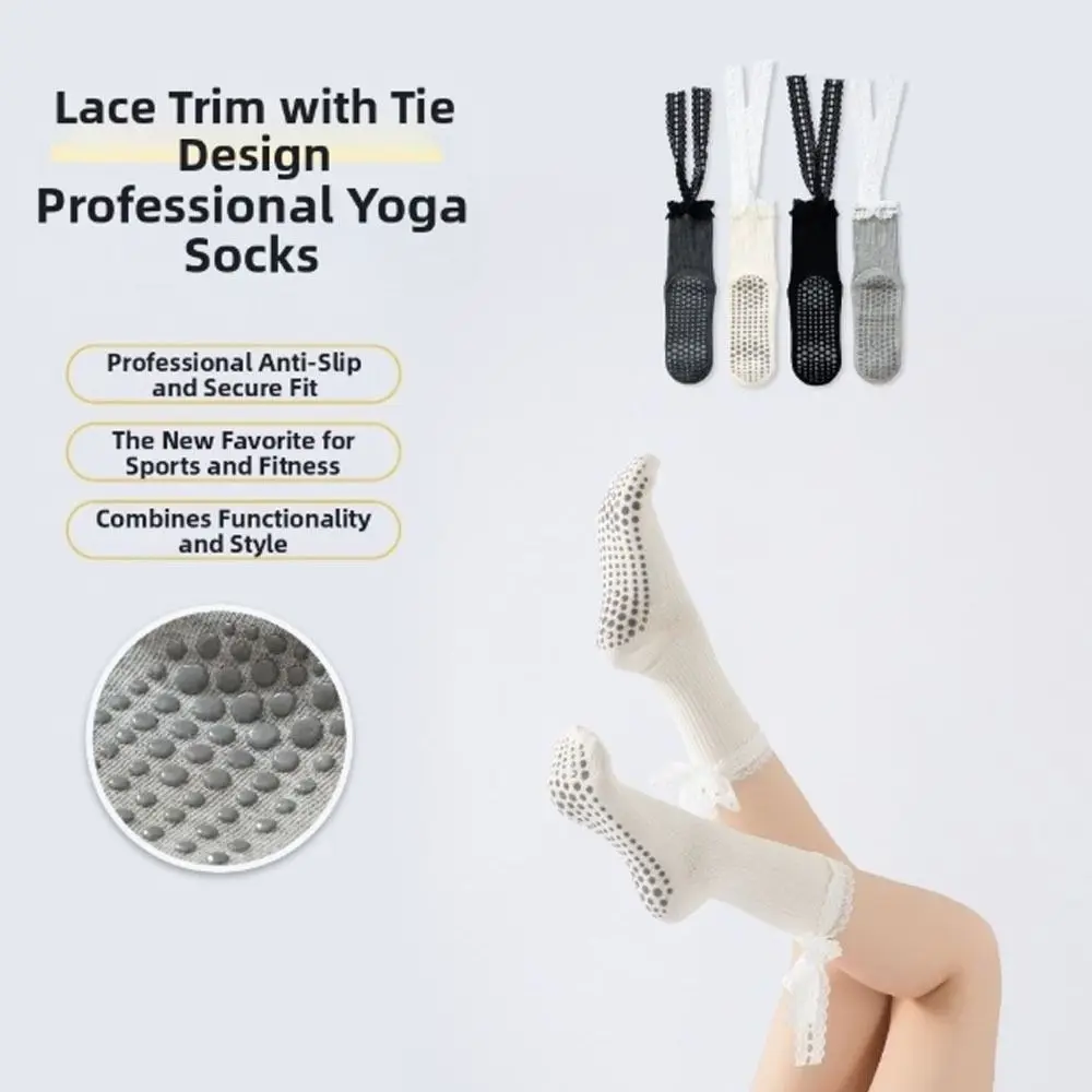 

New Cotton Pilates Socks Harajuku Street Sweat-absorbent Strappy Grip Sock Breathable Non-Slip Grip Mid Tube Socks