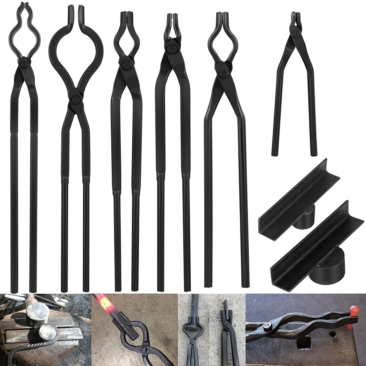 8 Pcs/Set Knife Making Tong Expert Replacement Tongs Blacksmith Starter Tool Hook Jig