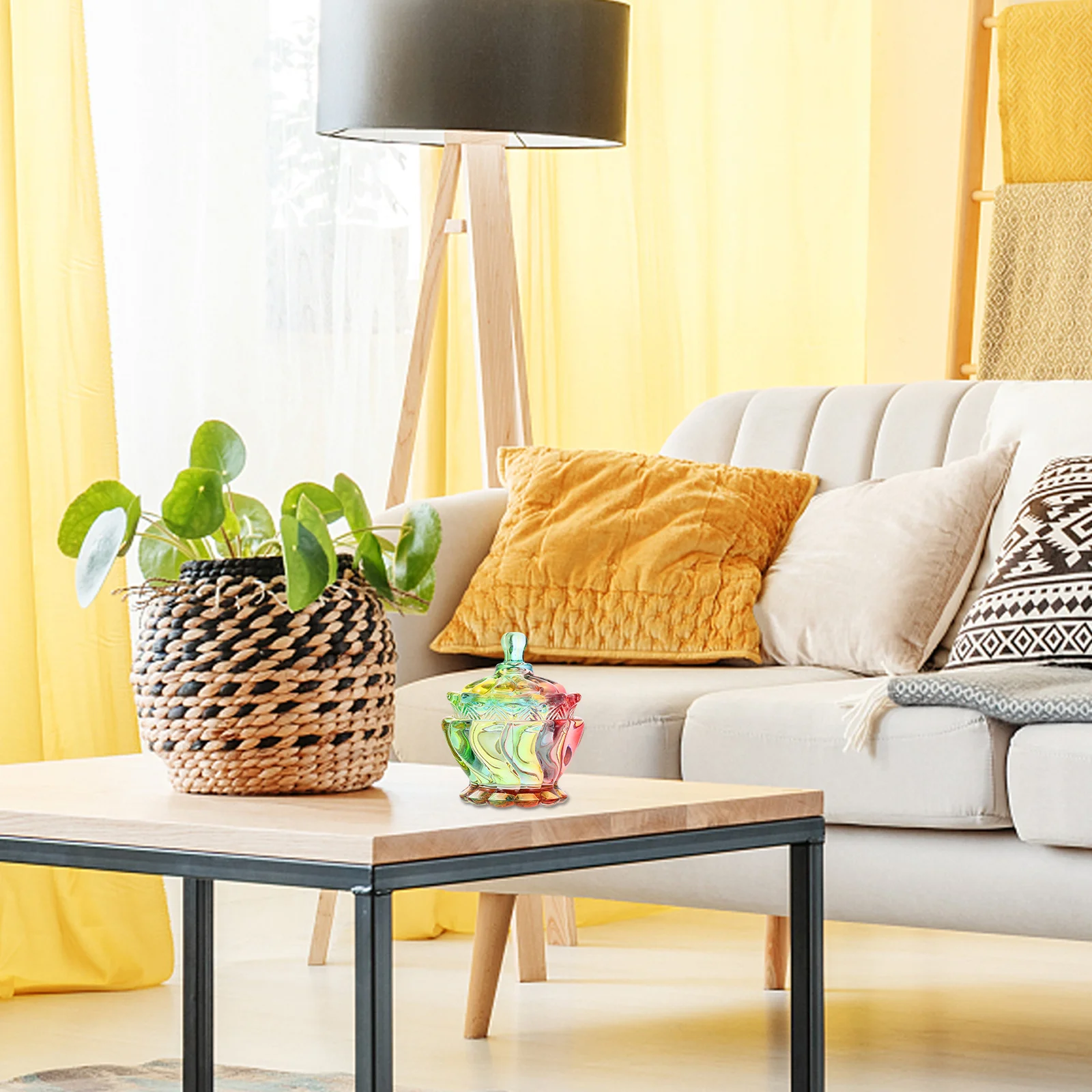 

1Pcs Glass Candy Jar Decorative Storage Tank Creative Dried Fruit Container High End Colors Home Desktop Decoration Party