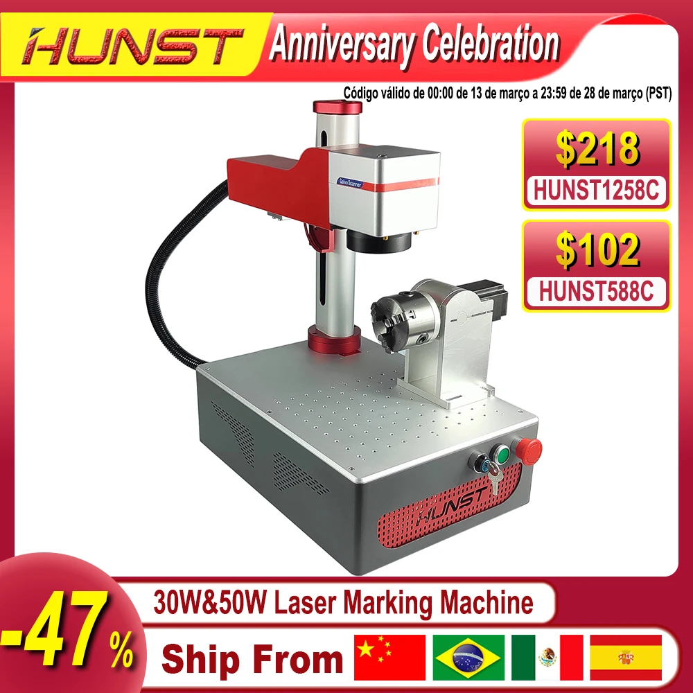 Hunst petite Machine de marquage Laser MAX 30W Portable pliable Mini Machine de gravure de fibres pour bricolage marquage cadeaux gravure sur métal