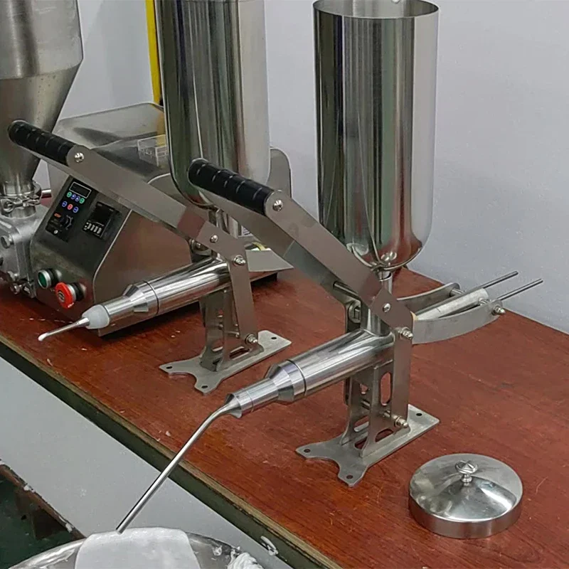 Manual Cream Filling Machine 5L Food Filling Machine Manual 3 Molds Cream Sauce Honey Liquid Paste Pie Jam Filler