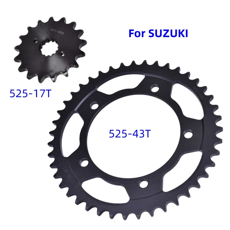 

525-17/43T Motor Front Rear Sprocket for Suzuki GSR GSXR GSXS GSX-R GSX-S 600 750 DL 650 1000 1050 V-Strom XT DE Touring Adv ABS