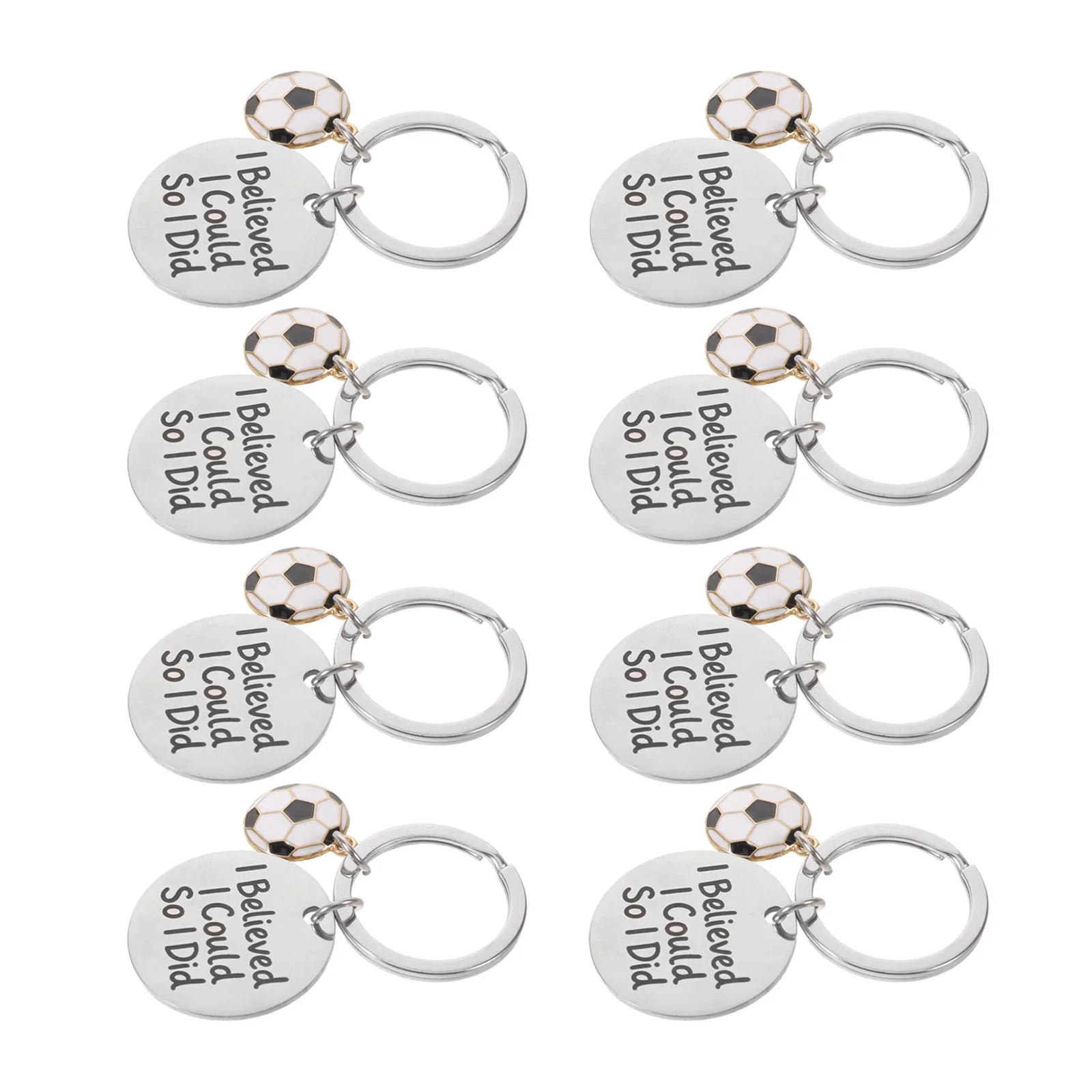 8pcs Metal Soccer Ball Keychains for Teens – Football Theme Backpack & Bookbag Decor, Sports Team Rewards