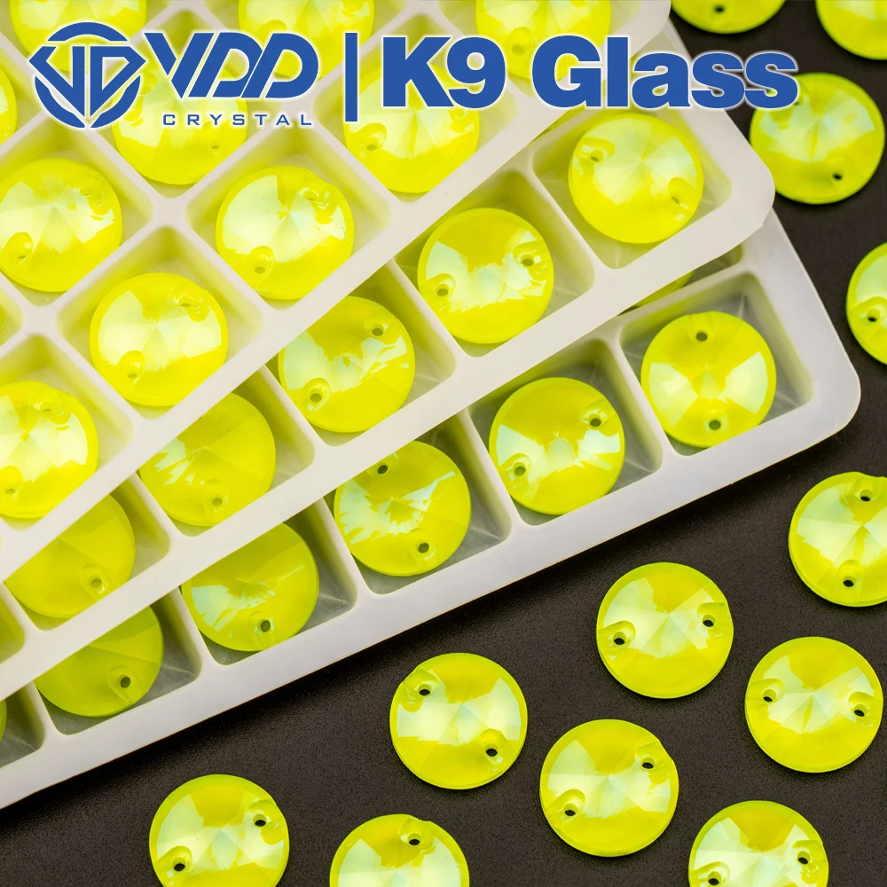 VDD New Color Neon Lemon Top Quality K9 Glass Sew On Rhinestone Sewing Crystal Flatback Stones For DIY Clothes Dress Decorations