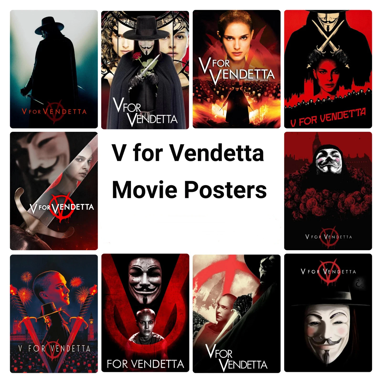 V for Vendetta (2006) Movie Print Art Canvas Poster, For Living Room Decor Home Wall Picture