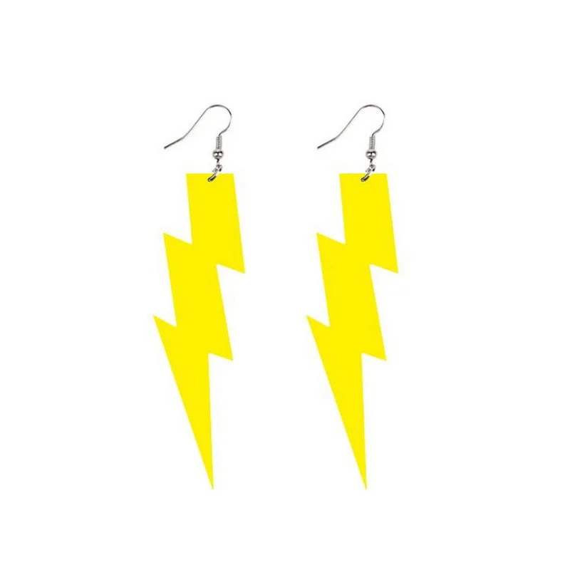 Neon Big Lightning Earrings for Women Exaggerated Retro Candy Color Pendant Acrylic Drop Dangle Outfit Glow Party Accessories