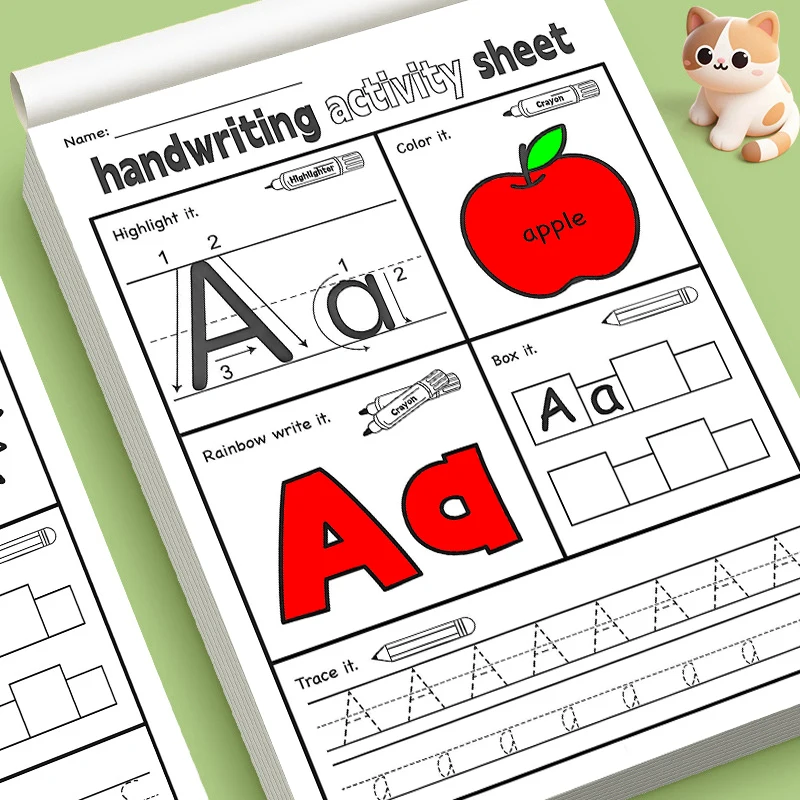 Toddler Alphabet Handwriting Tracing Workbook with Vivid Animal Pictures, Multi-style Letter Practice Pages,classroom Activities