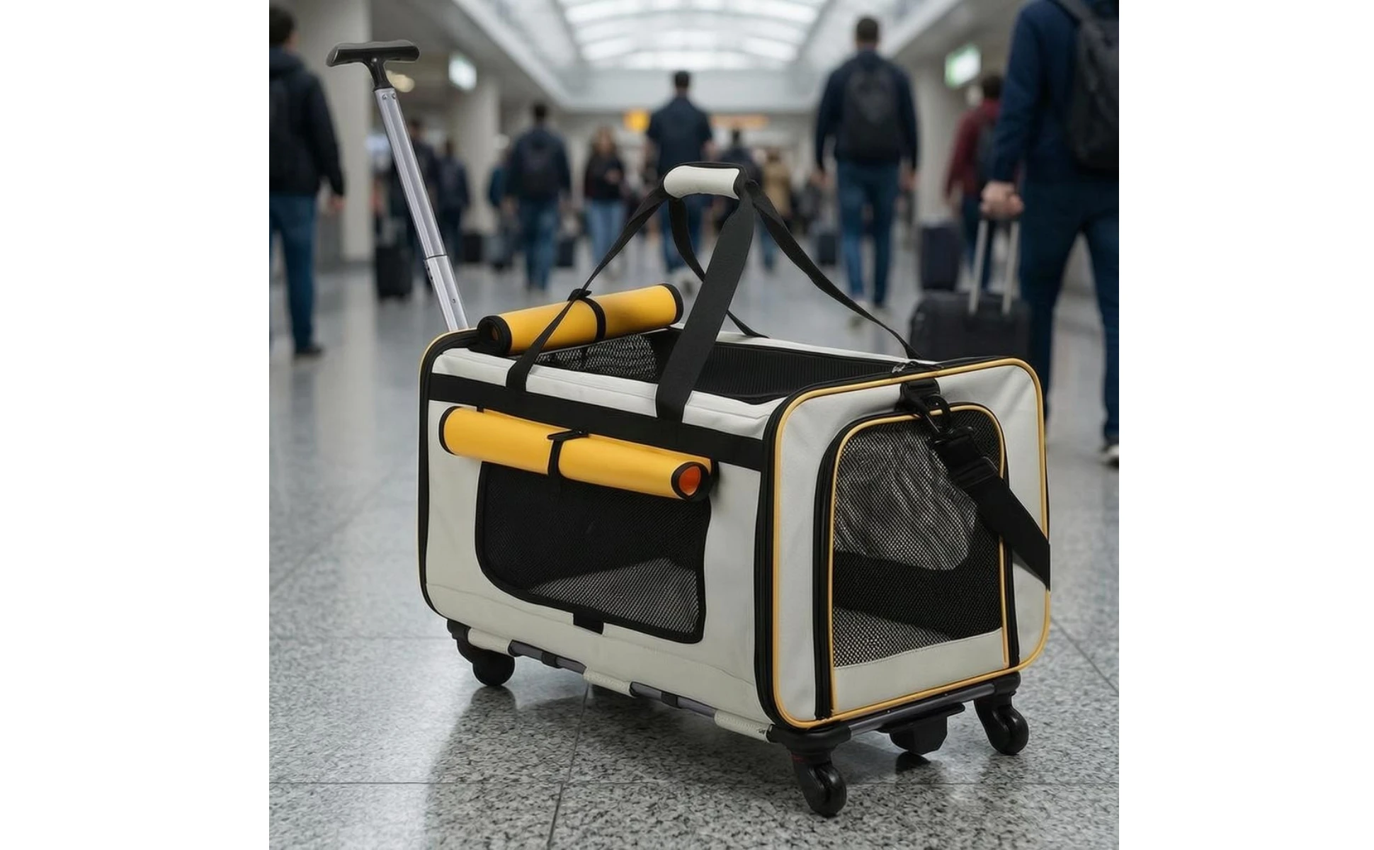 Collapsible Pet Trolley Carrier Telescoping Pull Rod Soft-Sided Pet Trolley Top Carry Handles Telescopic Handle