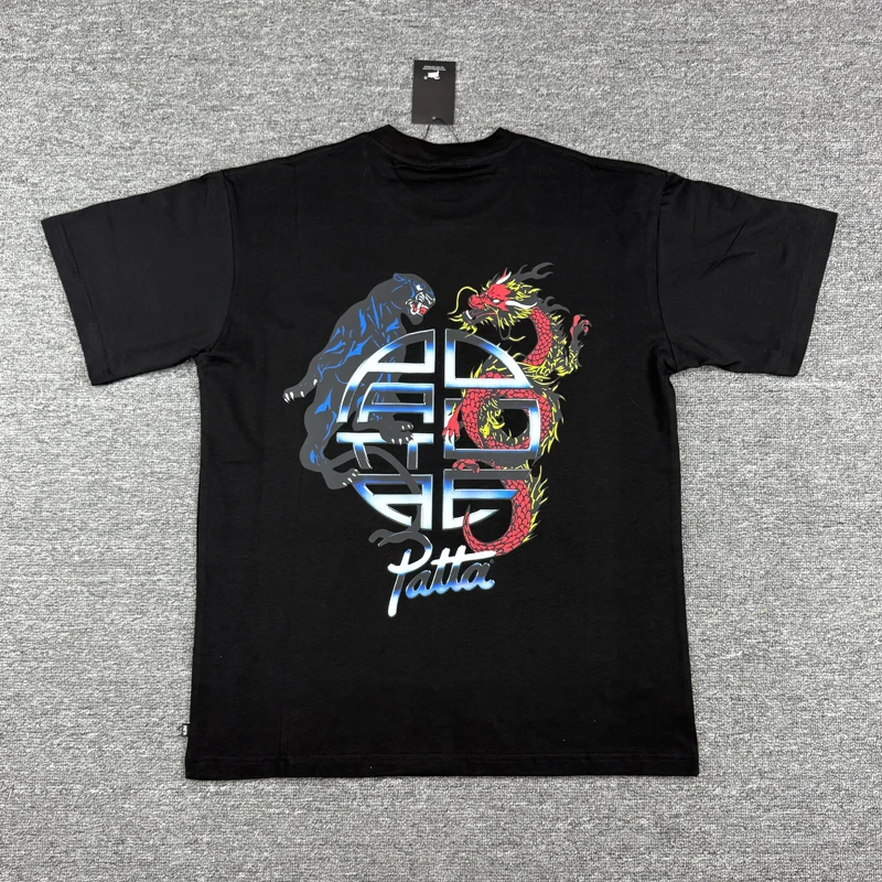 Europe American Loose Casual Patta T-shirt High Quality Letter Pattern Print Short Sleeve Unisex Daily PATTA Top