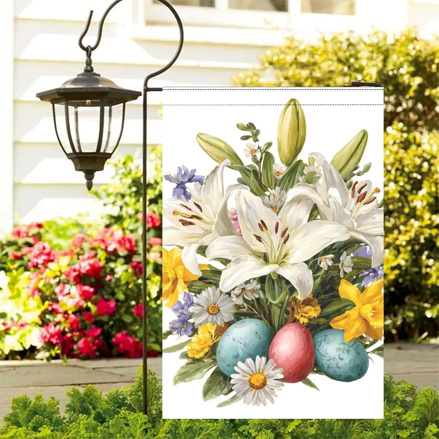 White Lily And Daisy Easter Garden Flag 12x18 Inch Double Sided Spring Summer Farmhouse Holiday Outside Decorations Yard Out ZZM